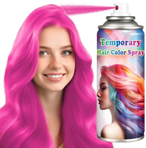 AOAZXBB Temporary Hair Colour Spray Pink Hair Spray, 1-Day Washable Temporary Hair Dye for Christmas Party Halloween Cosplay-Pink,120 ml