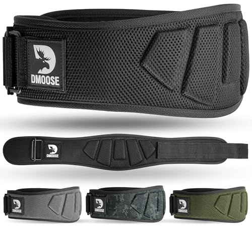 DMoose Fitness Weight Lifting Belt for Squats, Deadlift & Intense Workout - 6 Adjustable Fit Auto Lock Weightlifting Belt for Men & Women - Neoprene Gym Belts for Stability (Black 2.0)