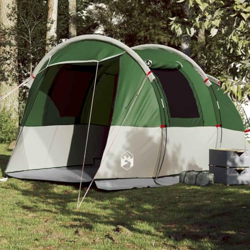 Tunnelzelt 4 Personen Grün, Wasserdichtes Campingzelt mit E-Anschluss, Abnehmbares Überzelt, Insektenschutz für Outdoor Abenteuer