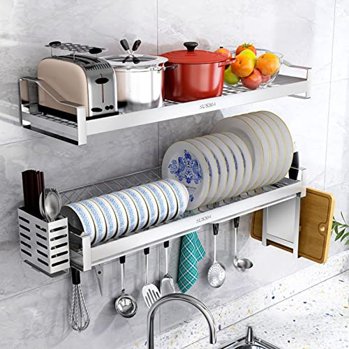 Escurridor colgante de acero inoxidable montado en la pared con escurridor y soporte para palillos