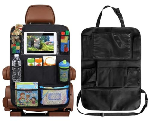 WZHHDM Auto Organizer Kinder, Schwarz, 2 Stück Autositz Rücksitz Organizer | Autositzschoner, Rückenlehne Organizer, Für Business