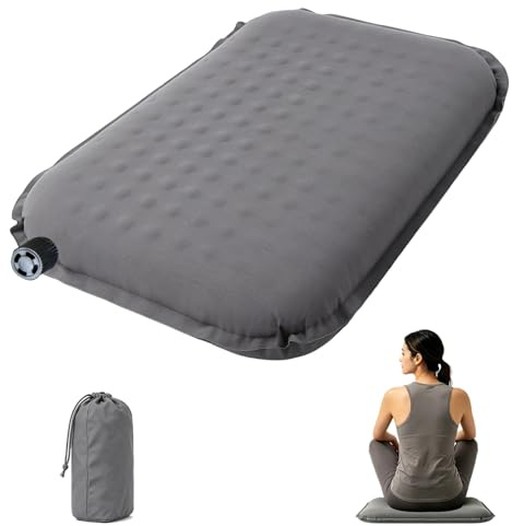 YNNHUDEEP Cojín de asiento autoinflable para exteriores, 40 x 33 x 5 cm, plegable, resistente a la intemperie, ultraligero, 184 g, cojín hinchable para senderismo, picnic, estadio, viajes (gris)