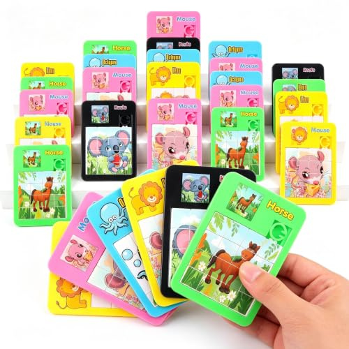 ZXShow Lindos Rompecabezas de Diapositivas 30 Pack Mini Puzzle Educativo Rompecabezas Deslizantes Niños Regalos Cumpleaños Detalles Fiesta Escuela y Viaje