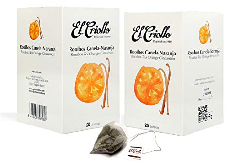 El Criollo - Infusión Rooibos Canela-Naranja | Infusión Gourmet | Pack de 2x20 (40 bolsitas)