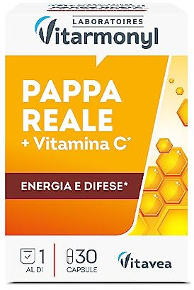 Nectar Royal - Pappa reale + Vitamina C - Energia e Difese - Integratore alimentare per il sistema immunitario - Per ridurre Stanchezza e Affaticamento - 30 capsule - Vitarmonyl