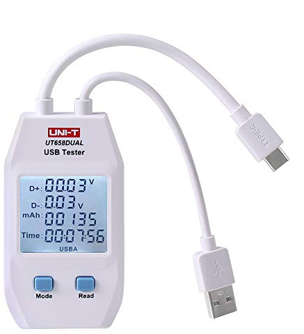 UNI-T UT658 Digital USB Tester Voltmeter Amperemeter Spannung Strom Meter Kapazität Tester Monitor mit Hintergrundbeleuchtung (Duale Schnittstelle Typ A und Typ C)