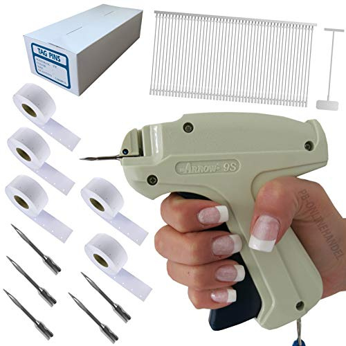 PB-Onlinehandel Etikettierpistole Arrow 9S Standard Set 8, 5.000 Heftfäden | 5.000 Etiketten, 5 Ersatznadeln, Fadenlänge 40mm, Tag Gun