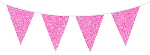 Amakando Cadena de Fiesta Rosa como decoración Colgante/Rosa 6m / Brillante Cadena de banderines para cumpleaños/Inmejorable para Fiestas de jardín y barbacoas