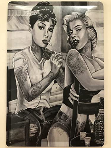 Blechschild 20x30cm gewölbt Marilyn Monroe Audrey Hepburn Deko Geschenk Schild