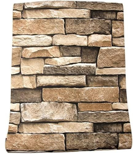 tiltil Rustic 3D Stone Peel and Stick Wallpaper - Stone Self-Adhesive & Removable Wallpaper 17.7” × 118” Vinyl