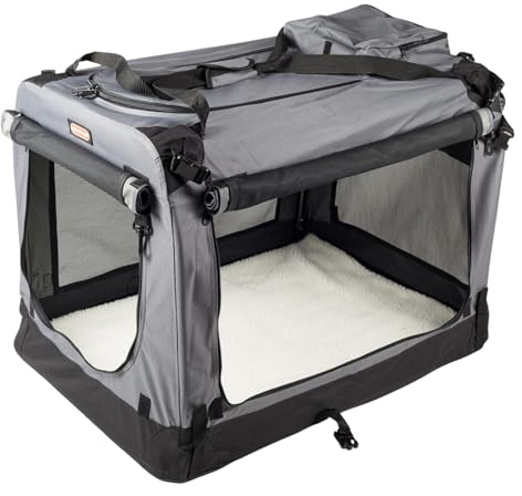 Hundetransportbox 91 * 64 * 64cm 2XL,Transportbox, Käfig, Box für Hund, Hundetasche, Autobox, Faltbare Hundebox (grau)