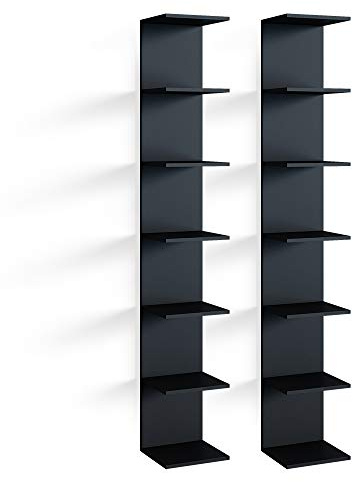 Vicco Wandregal Paolo, Schwarz, 30 x 190 cm | 2er Set, zur Aufbewahrung von Büchern und Dekoration montierbar