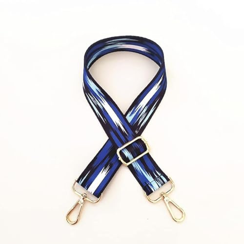 130CM Schultergurt Tragegurt Bunter Verstellbarer 3.8CM Breiter Taschengurt Schulterriemen mit Karabiner Gold Umhängegurt für Schultertasche DIY Zubehör Taschenriemen Breit für Damen,Blau