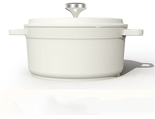Cocotte con Tapa, Redonda, Cacerola Ø24cm De Aluminio Fundido/Antiadherente, Todas Las Fuentes de Calor Incl. inducción, 4,67 l, Hierro Fundido, Diseño Retro White 24cm