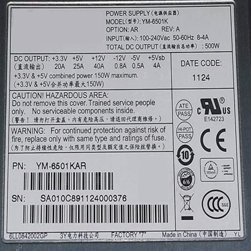 MIDTY Bloc d'alimentation PC pour alimentation 3Y 500W YM-6501K PWS-503R-1R