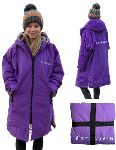 Adult Waterproof Changing Robe Super Soft Fleece Lining-Waterproof Windproof Oversized Coat for Changing Swimming and Watersports. With Compression Straps