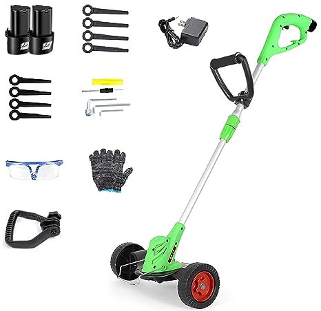 Tondeuse Manuelle tondeuses et tracteursTondeuse à Gazon électrique, Batterie 3000mA 2 Styles Lames Tondeuse à Gazon Rechargeable sans Fil avec Rouleaux