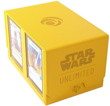 Gamegenic Star Wars Unlimited Double Deck Pod, ¡Lleva tu experiencia de juego a un nuevo nivel! Caja para Mazos Premium, Caben 120 Cartas con Doble Funda, Amarillo