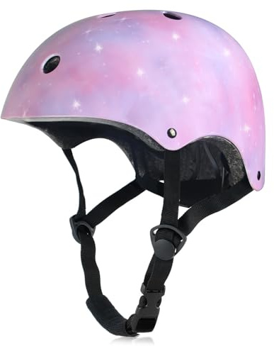 Casco da bicicletta per bambine, casco da skateboard regolabile per bambini piccoli e ragazzi, caschi protettivi per bicicletta, monopattino, pattini in linea e ciclismo (Rosa, M)