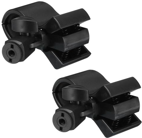 QUARKZMAN Mikrofonhalter O.D. 32mm - 60mm Kunststoff-Schnittstelle Mikrofonhalter Clip mit 1/4 Kunststoff-Adapter für kleines Mikrofon Schwarz 2 Stück