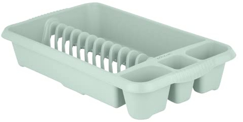 VISHCHIT Medium Plastic Dish Drainer With Cutlery Holder Kitchen Sink Utensil Draining Cup Holder Sink Dish Drainer Rack Drainer Tray Bowls Glass Plate Drying Draining Board (Silver Sage) (1)