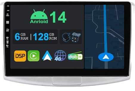 YUNTX 10.1 Inch Android 14 Car stereo for VW Passat B6/B7 Magotan/CC 2010-2015 | Octa Core | 6GB 128GB | Built-in 4G LTE | CarPlay&Android Auto | DSP | DAB | HDMI | Dual Band WIFI | Bluetooth