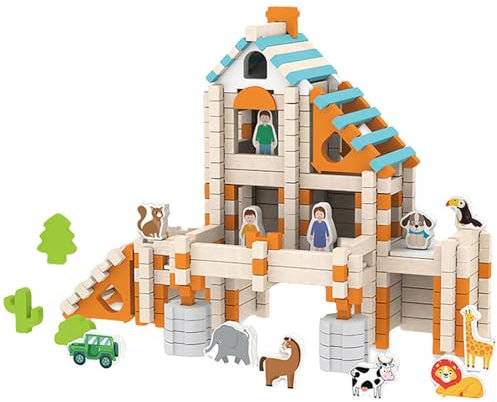 Jouets de Construction en Bois pour Maison, Blocs de Construction de Maison,Jeux de Construction Jouets | Ensemble de modèles de Construction, Ensembles de Construction créatifs et éducatifs, Jouets,