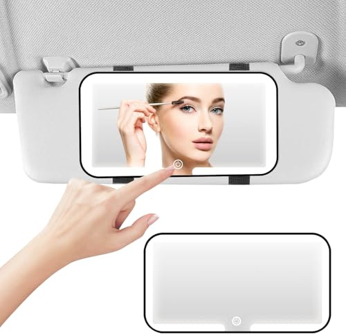 Vanity Mirror with Lights - 3 Color Temperature Sun Visor Makeup Mirror with Touch Control, Rechargeable Car Interior Accessory (Black)