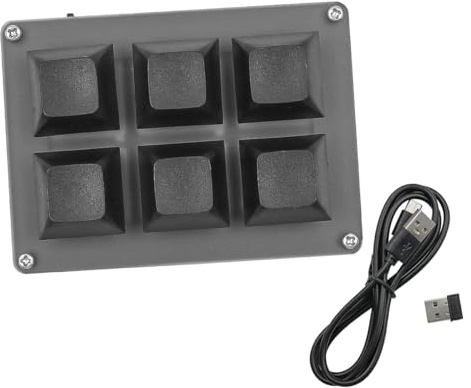 POFET Anpassningsbart RGB-bakgrundsbelyst trådlöst tangentbord med 6 tangenter, 2,4 G USB Bluetooth-läge, tre lägen tangentanpassning, heta utbytbara tangenter, svart