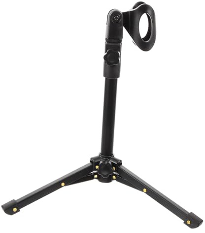 TOYANDONA Mikrofon Schwarz Tischständer aus Metall 3-beiniges Stativ Höhenverstellbar mit Mikrofonclip Klappbar für Sprache und Live Streaming