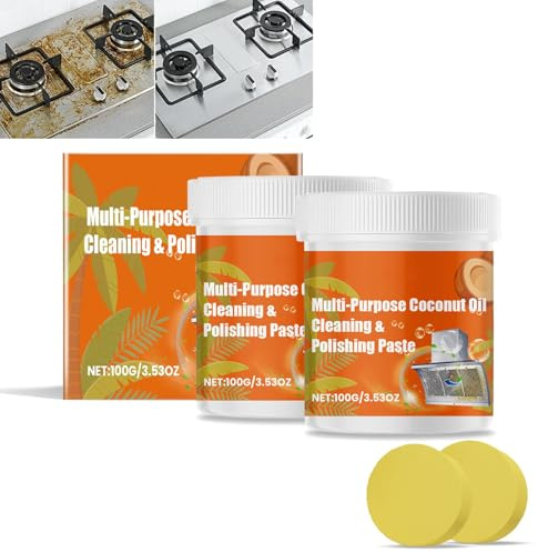 Ismmall - Pasta detergente multiuso all'olio di cocco, in acciaio inox, potente per la decontaminazione della ruggine, per la pulizia della cucina (2, set)