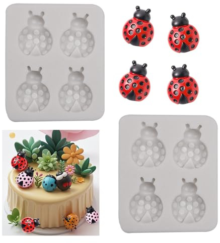 Stampi in resina siliconica a forma di coccinella, mini scarabeo, decorazione per torte, fondente, coccinella, cioccolato, cupcake, gelato, cioccolato, decorazione per torte, caramelle, cubetti di