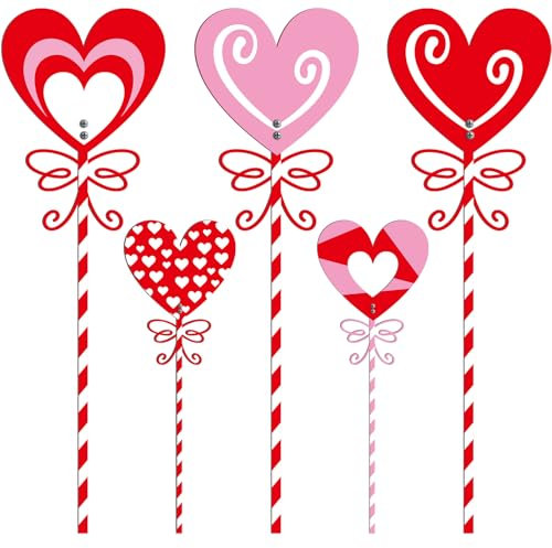 Yaocom 5 Stück Valentinstag Metall Herz Gartenstecker 61 cm großes Herz Pflanzgefäß Hofschild Herz dekorative Pflanzgefäß Dekorationen für Terrasse Weg drinnen und draußen Dekorationen