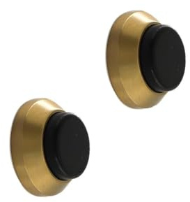 Petit arrêt de porte mural Butoirs de porte en acier inoxydable avec caoutchouc noir Installation par adhésif ou par vis Ø1.1 « X0.51 » Butoir de protection de poignée Couleur or champagne