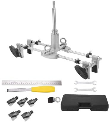 12-Piece Door Lock Hole Opener Kit, Lock Mortiser Door Fitting Kit with 3/5pcs Tungsten Steel Cutters & Accessories,Mortising Jig Tool Hole Saw Door Opener, for Wooden Doors(5 Blades)