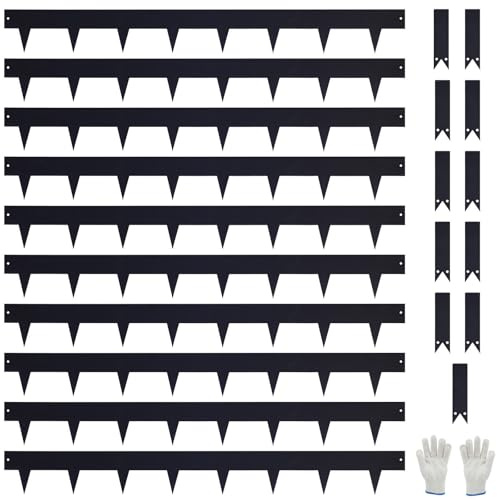 Galvaniserat stål, landskapsinfattning med svart pulverbeläggning 100 x 11 cm L x H 10 st, flexibla metallremsor – hammarkant med 11 klämmor för gräsmatta, Yard Pathway Divider #LYLB45BK-DE