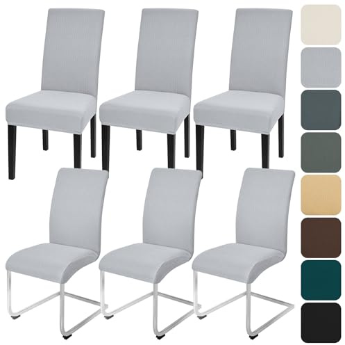 Alishomtll Stuhlhussen 6er Set Stretch Stuhlbezug für Schwingstühle Universal Esszimmerstühle Bezug Waschbar Abnehmbar Stühle Schutz für Küche Bankett Hochzeit Hotel Restaurant (Hellgrau, 6pcs)