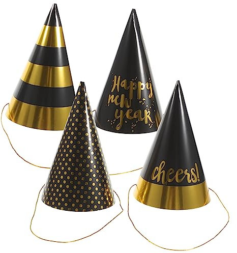 Garneck 20stücke Teiliges Neujahrs-partyhüte Aus Papier Farbige Kegelhüte Mit Gemischtem Muster Einfache Montage Glänzende Party-deko Und Mitgebsel Für Junge Mädchen Und Gäste