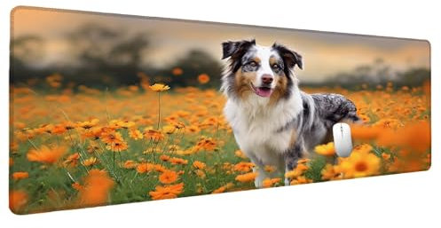 Alfombrilla Ratón XXL 1200x600mm Perro Alfombrilla Gaming Flor, Mouse Pad Tapete Escritorio Protector Bordes Cosidos Base de Goma Antideslizante, Alfombrilla Raton Mouse Pad Gaming Regalos Hombre I-9