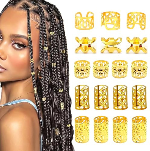 LAJUP 100 Pezzi Dreadlock Perline Clip a Spirale, Perline Dreadlock Accessori per Capelli, Capelli Treccia Perline, Treccia Regolabile Anelli Clip per Donne, Uomini (Oro)