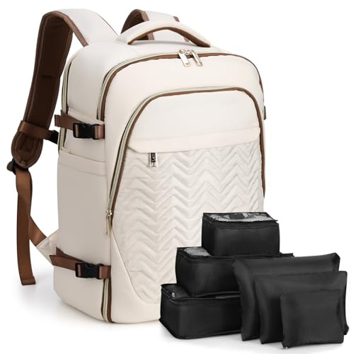 Lekespring Zaino da Viaggio Aereo Bagaglio a Mano 35L,Zaino Uomo Donna con Organizer Valigie 6 Pezzi Set, Borse da Cabina per Easyjet 45x36x20, Zaini Porta PC per Scuola Casual Lavoro Ufficio,Grigio