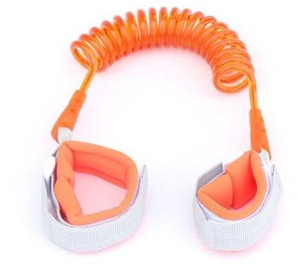 Eidyer Anti-Verlust-Sicherheits-Handgelenk-Gurt, Kindergeschirr, verstellbar, 1,5 m, für Babys, Kleinkinder, Zügel, Sicherheitsgurt, Leine, Gehen, Handgurt, elastisches Drahtseil (Orange)