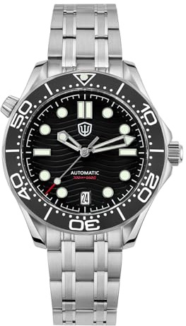 watchdives Montres Automatiques pour Hommes, WD007ST 39mm NTTD Montre de Plongée NH35, Verre Saphir Bombé, Montre-Bracelet Étanche jusqu'à 200 M