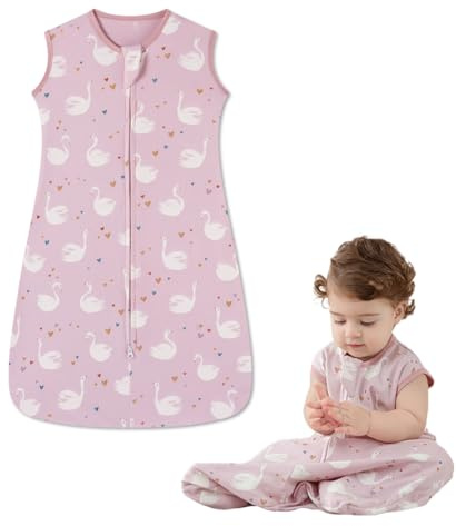 KEWUF Baby Schlafsack für 6-12 Monate, Baumwolle Sommerschlafsack Babyschlafsack, 81 cm, Musselin Schlafsack Baby, für Jungen Mädchen Neugeborene(M)