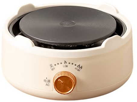 Mini Chauffante Électrique - Réchaud Compact Cuisine Bureau Portable | Plaques Cuisson Camping Voyage Chauffage | Appareil Inox Petit Format Chauffe Rapide Sécurisé, Cuisinière Grise Stable