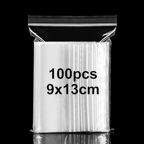 100 Pièces 9 * 13 cm Sachet Plastique Transparent Pochette Zip Petits Sachets Plastiques Refermables Sachet Zip pour Cuisine Bricolage Artisanat Bureau Bijoux Biscuits Bonbons Blocs de construction