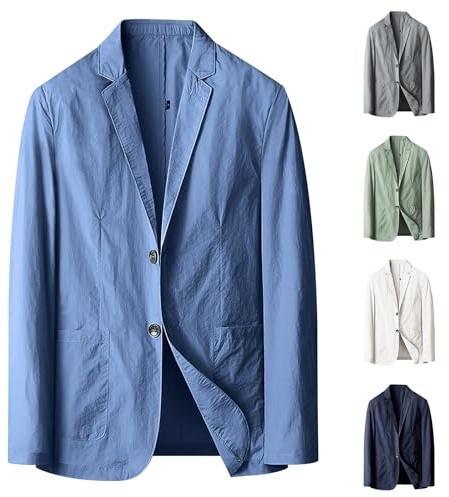 Giacca da uomo casual leggera estiva blazer per il tempo libero giacca a due bottoni cappotti sportivi slim fit blazer formale classico top tinta unita traspirante accogliente blazer lounge Outwear