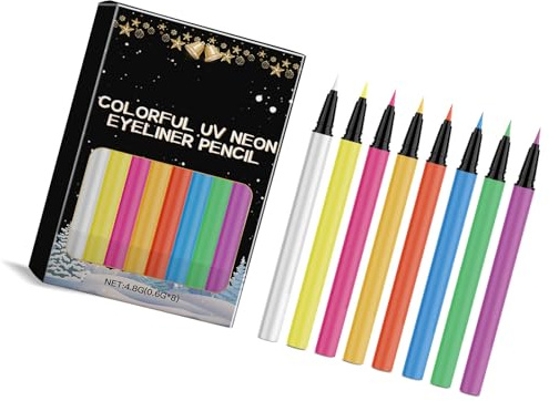 Auffällige Flüssige Mit UV Bleistift Glühen 8pcs Bunte Augen Make Up Werkzeuge Für Halloween Und Themenpartys Leicht Zu Auftragen Bleistift Aufzutragen