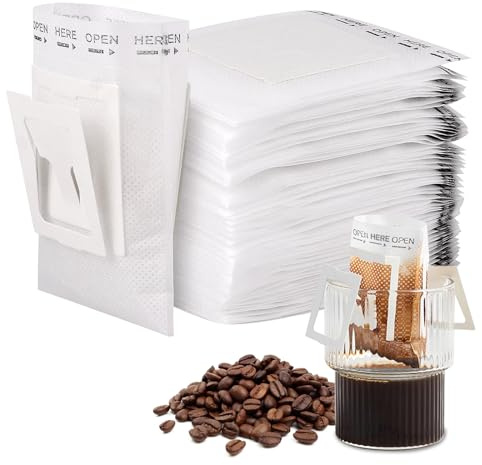 80 Pcs Disposable Coffee Filters Paper Bag Portable Drip Coffee Bag with Hanging Ear Food Grade Non-Woven Fabric Drip Coffee Filter Papers for Most Cups Travel Camping Home Office