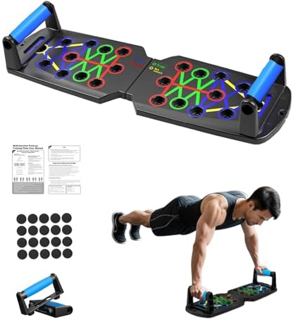 15-in-1 Foldable Push Up Board for Men, Color Coded Pushup Board with Handles - Home Gym Equipment for Chest Workout, Ideal Fitness Gifts for Teen Boys & Gym Lovers